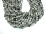 Gray Quartz Beads, 8mm Faceted Round Beads-BeadBasic