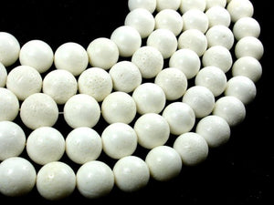White Sponge Coral Beads, 15mm Round Beads-BeadBasic