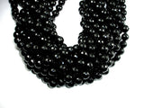 Black Onyx Beads, 12mm Faceted Round, 14.5 Inch-BeadBasic