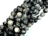 Black Line Jasper, Silk Stone, Spider Web Jasper, 12mm Round Beads-BeadBasic
