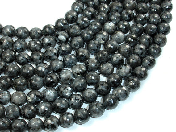 Black Labradorite Beads, Faceted Round, 10mm, 14.5 Inch-BeadBasic
