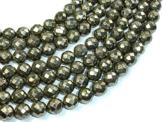 Pyrite Beads, Faceted Round, 10mm-BeadBasic