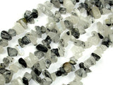 Black Rutilated Quartz, 4mm - 9mm Chips Beads, Long full strand-BeadBasic