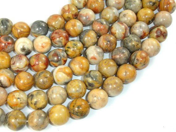 Crazy Lace Agate Beads, 12mm Round Beads-BeadBasic