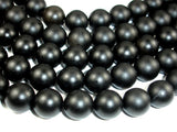 Matte Black Stone, 16mm Round Beads-BeadBasic