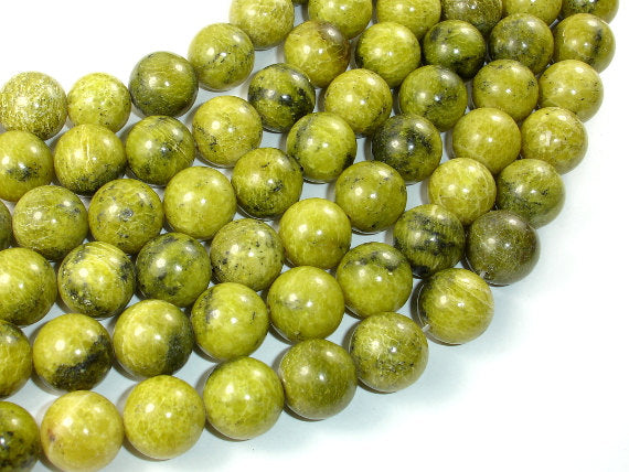 Yellow Turquoise Beads, 14mm Round Beads-BeadBasic