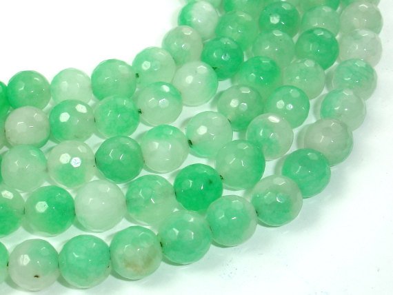 Dyed Jade Beads, Green, 10mm, Faceted Round-BeadBasic