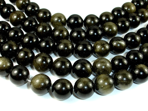 Golden Obsidian, 14mm Round beads-BeadBasic