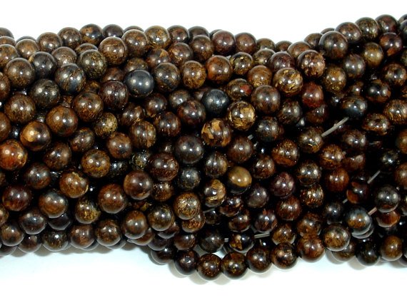 Bronzite Beads, Round, 4mm-BeadBasic