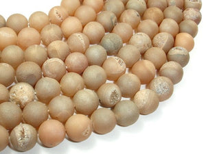 Druzy Agate Beads, Light Champagne Geode Beads, 10mm Round Beads-BeadBasic