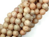 Druzy Agate Beads, Light Champagne Geode Beads, 10mm Round Beads-BeadBasic