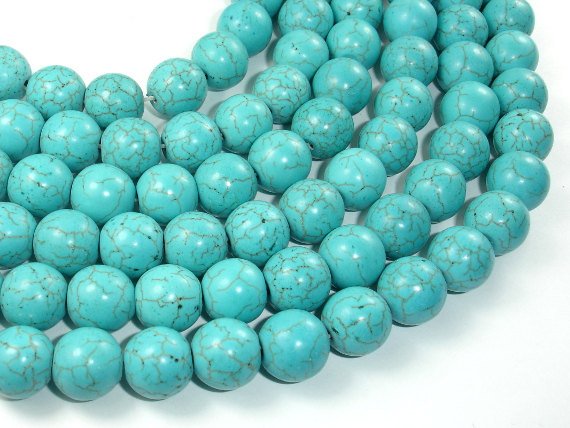 Howlite Turquoise Beads, 12mm Round Beads-BeadBasic