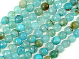 Light Blue Dragon Vein Agate Beads, 8mm Faceted Round-BeadBasic