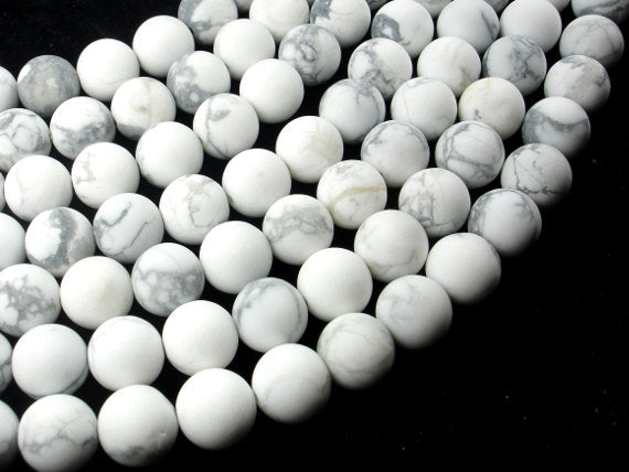 Matte White Howlite, 10mm Round Beads-BeadBasic