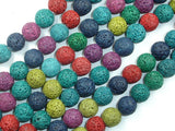 Lava Beads, Multicolored, 10mm Round Beads-BeadBasic