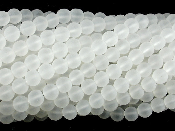 Matte Clear Quartz Beads, 6mm, Round Beads-BeadBasic