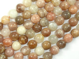 Peach / Gray Mix Moonstone, 10mm Round Beads-BeadBasic