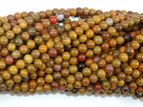 Rainbow Petrified Wood Jasper, 4mm Round Beads-BeadBasic