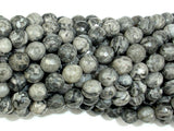 Gray Picture Jasper Beads, 6mm Faceted Round Beads-BeadBasic