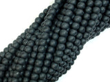 Matte Black Stone, 4.5mm Round Beads-BeadBasic