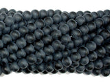 Matte Black Stone, 6mm Round Beads-BeadBasic