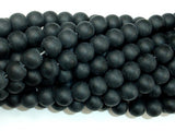 Matte Black Stone, 8mm Round Beads-BeadBasic