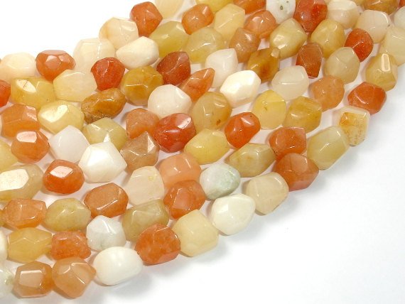 Old Yellow Jade, Faceted Nugget Beads-BeadBasic