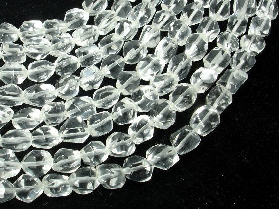 Clear Quartz, (7-8) mm x (9-10) mm Faceted Nugget Beads-BeadBasic