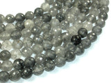 Gray Quartz Beads, 10mm Faceted Round Beads-BeadBasic