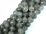 Gray Quartz Beads, 10mm Faceted Round Beads-BeadBasic