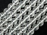 Clear Quartz Beads, 12mm Faceted Round Beads-BeadBasic